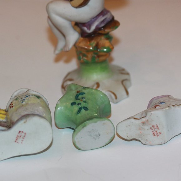 4 Occupied Japan Figurines Shoe basket small vase Child Vintage Porcelain - Picture 6 of 6